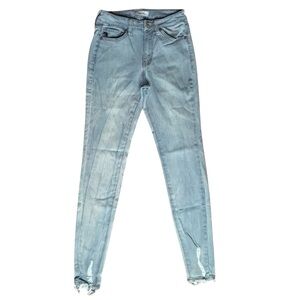 KanCan Light Wash High Rise Skinny Jeans With Distressed Hem Size 5/26
